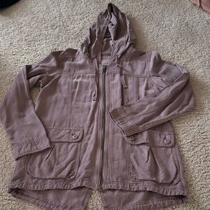 American Eagle Mauve Distressed  Hooded Jacket